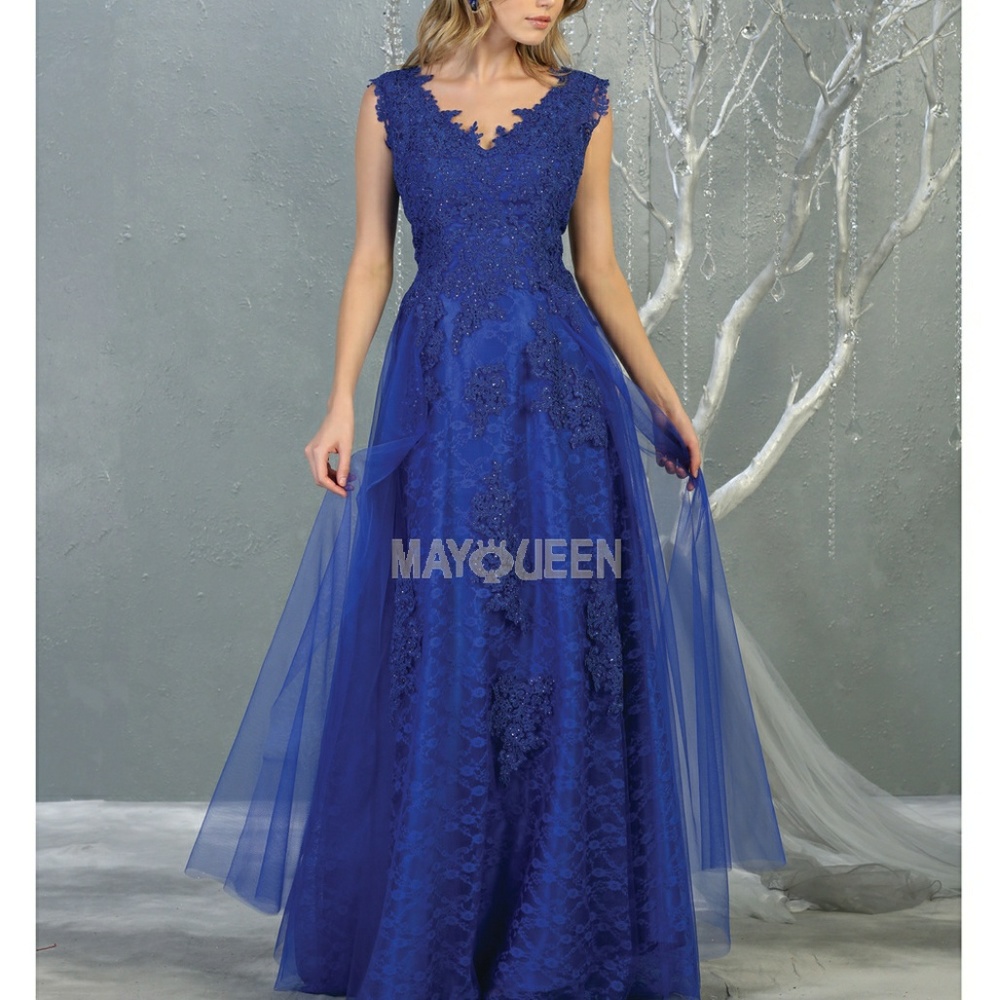 Burgundy, blue + other Colors formal evening gown beaded - Picture 6 of 7